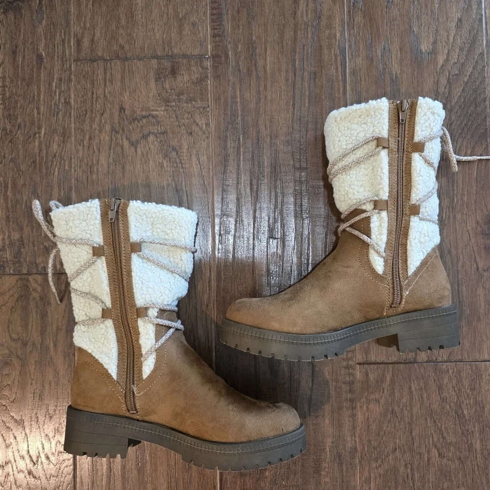 Life Stride Womens Saratoga Mid Calf Winter Boots Size 6.5 Brown Suede Warm